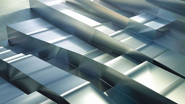 Futuristic Metal Panels with Grid Glow in Modern 3D Scene