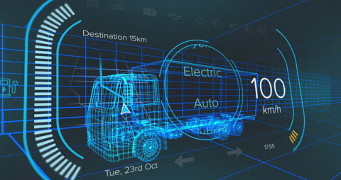 Futuristic Digital Dash Display of Electric Truck Interface