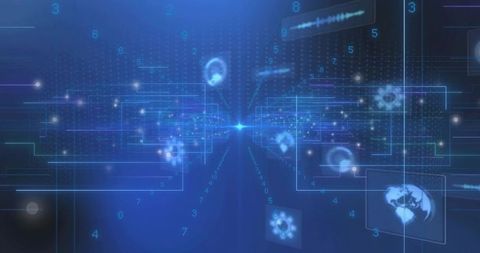 Pulsing Data Core Sending Converging Digital Streams Through Futuristic Network Interface