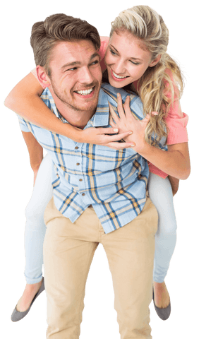 Couple in Love Man Giving Piggyback Transparent Background