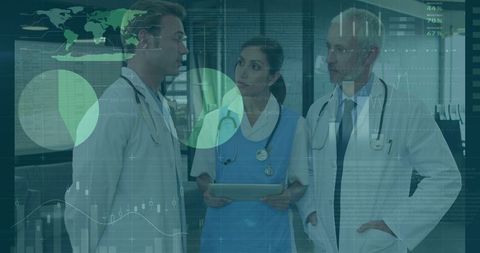 Medical Professionals Analyzing Global Health Data with Technology