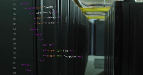 Overlay of Computer Code on Data Center Server Racks - Download Free Stock Images Pikwizard.com