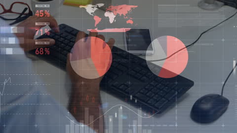 Businessman Typing with Data Analytics Overlay