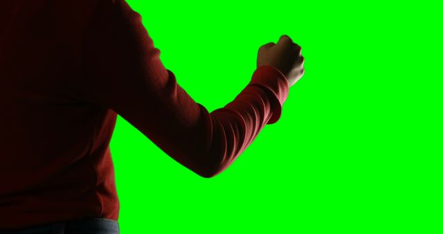 Mid section of woman using invisible screen against green screen - Download Free Stock Photos Pikwizard.com