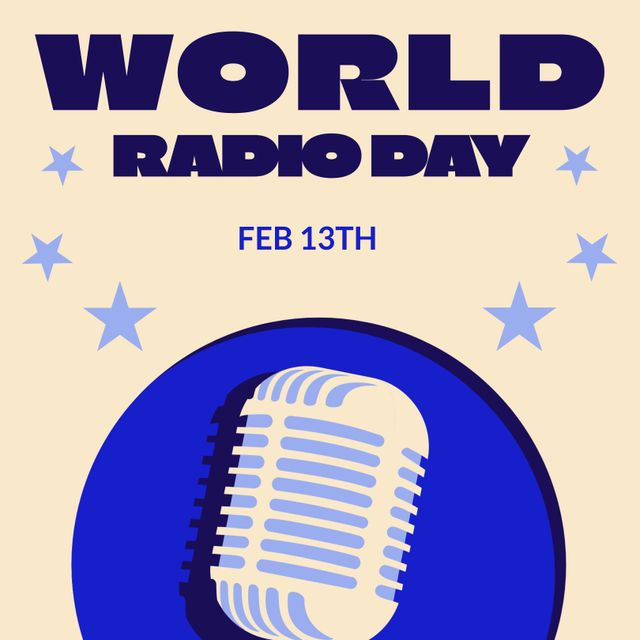 Celebrate World Radio Day with Nostalgic Microphone Graphic - Download Free Stock Templates Pikwizard.com