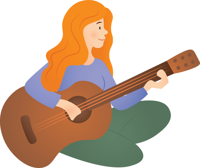 Girl Playing Acoustic Guitar Isolated on Transparent Background Digital Illustration - Download Free Stock Videos Pikwizard.com