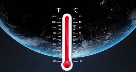 Global warming conceptual image with thermometer and earth