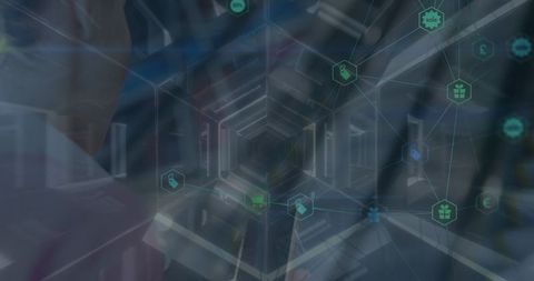 Futuristic Digital Network with Businesswoman Using Smartphone