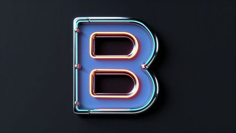 Glowing Neon Letter B Sign in Modern Design