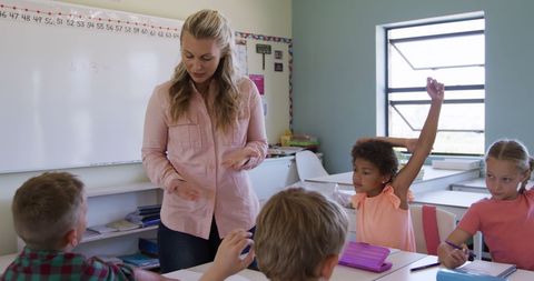 Elementary School Teacher Engaging with Diverse Students - Download Free Stock Images Pikwizard.com