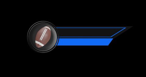 Rugby ball with blue ribbon on black background