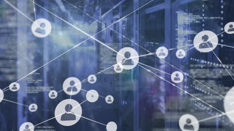 Digital Networking Interface in Modern Server Room Illustration