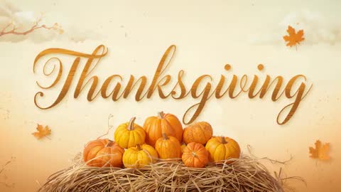 Animating Thanksgiving Calligraphy with Pumpkin Pile and Floating Leaves for Holiday Banner