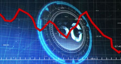 Declining Financial Data with 5G Symbol and Graph Overlay - Download Free Stock Images Pikwizard.com