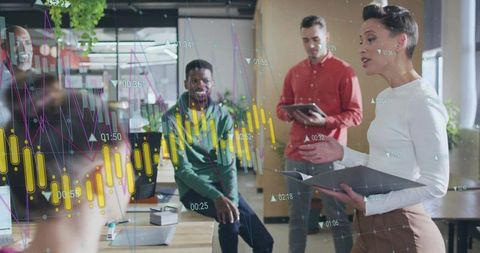 Businesswoman Presenting Data Analysis in Team Meeting