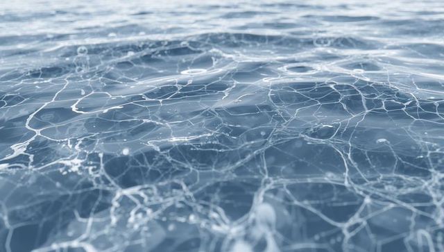 Shimmering ocean surface with foamy webbed ripples and reflective blue texture