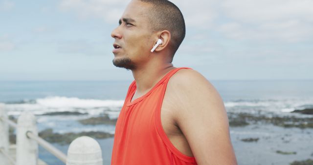 Athlete Resting by Seaside After Intense Workout - Download Free Stock Images Pikwizard.com