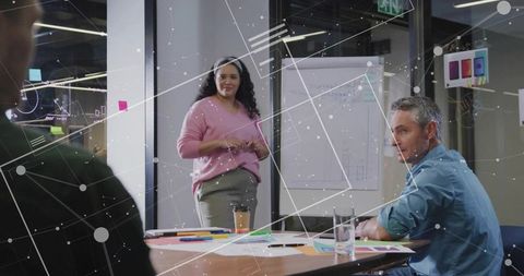 Professional team meeting in modern office environment