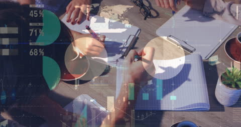 Collaborating Business Team Analyzing Data Statistics