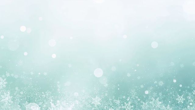 Teal frost bokeh background with drifting snowflakes and ethereal sparkle