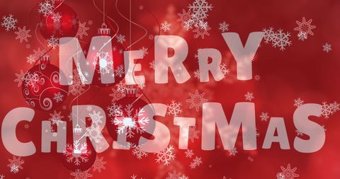 Festive Merry Christmas Greeting with Snowflakes - Download Free Stock Images Pikwizard.com