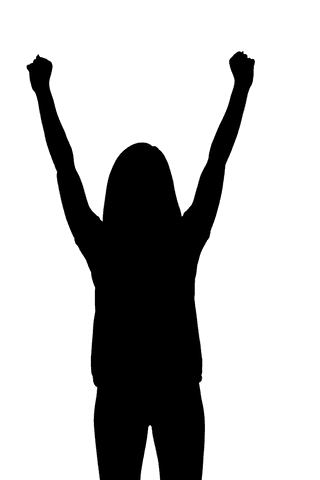 silhouette of sportswoman raising hands triumphantly on transparent background - Download Free Stock Videos Pikwizard.com