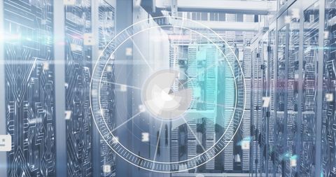 Futuristic Digital Clock and Fragmented Data in Server Room - Download Free Stock Images Pikwizard.com
