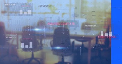 Data Interface Holographic Overlaid on Modern Office