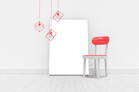 minimalist interior design with chair and empty frame, chic transparent look - Download Free Stock Videos Pikwizard.com