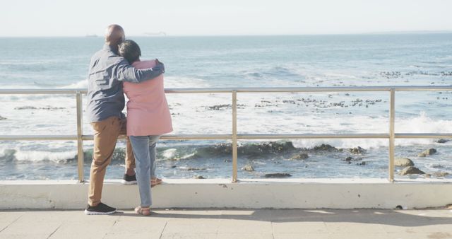 Affectionate Couple Embracing by Ocean View - Download Free Stock Images Pikwizard.com