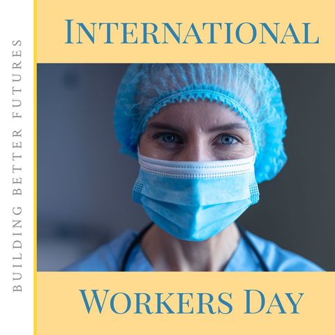 Caucasian Female Doctor Celebrating International Workers' Day - Download Free Stock Templates Pikwizard.com