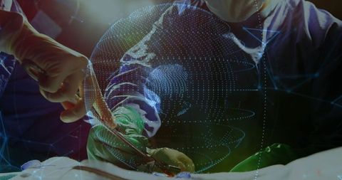 Futuristic Surgery Scene with Holographic Interface