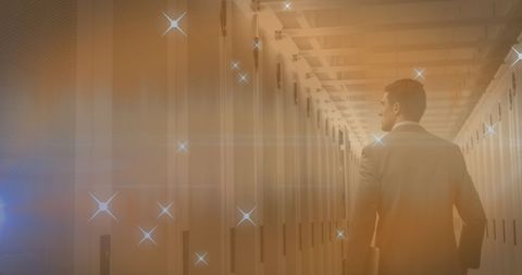 Business Professional in Cloud Technology Concept Server Room