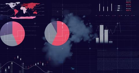 Abstract Financial Analytics Interface with World Map and Data Charts - Download Free Stock Images Pikwizard.com