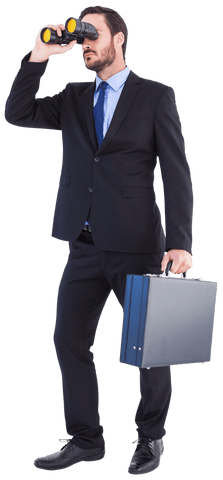 transparent businessman holding briefcase with binoculars vision - Download Free Stock Videos Pikwizard.com