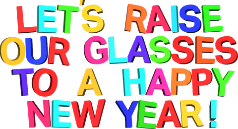 Bright Happy New Year Celebration Text on Transparent Background
