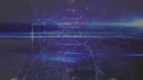 Digital DNA Helix with Data Processing Background