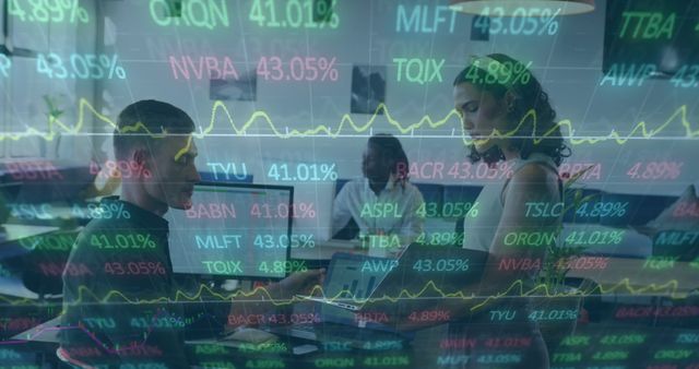 Business Team Analyzing Stock Market Data with Digital Display Overlay - Download Free Stock Images Pikwizard.com