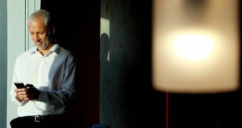 Mature Professional Checking Phone in Sunlit Office - Download Free Stock Images Pikwizard.com