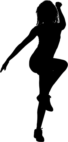 Silhouette of woman exercising in transparent png format