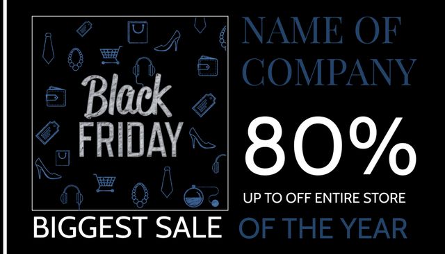 Black Friday 80 percent Off Sale Banner with Shopping Icons - Download Free Stock Templates Pikwizard.com