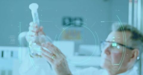 Scientist Engaged in Virus Research with Futuristic Holographic UI - Download Free Stock Images Pikwizard.com