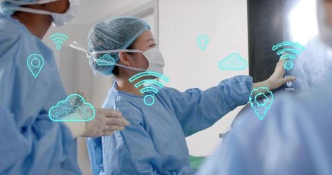 Surgeon Collaborating with Digital Technology in Innovative Healthcare
