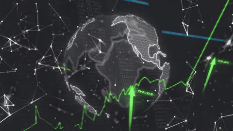 Global Digital Network with Financial Data Animation