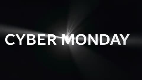 Pulsing Cyber Monday Headline with Central Flare, Metallic Typography and Starburst Rays