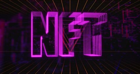 Futuristic neon nft design data grid background
