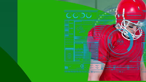 Futuristic Digital Interface with Rugby Player