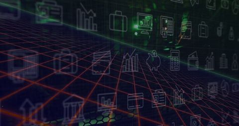 Abstract Digital Interface with Business Financial Icons - Download Free Stock Images Pikwizard.com