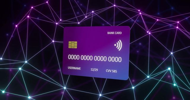 Digital Bank Card with Chip and Contactless Payment in Futuristic Network Background - Download Free Stock Images Pikwizard.com