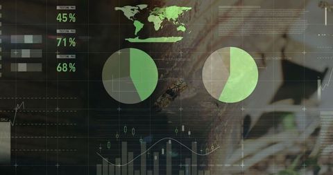 Digital analytics dashboard with wood texture background